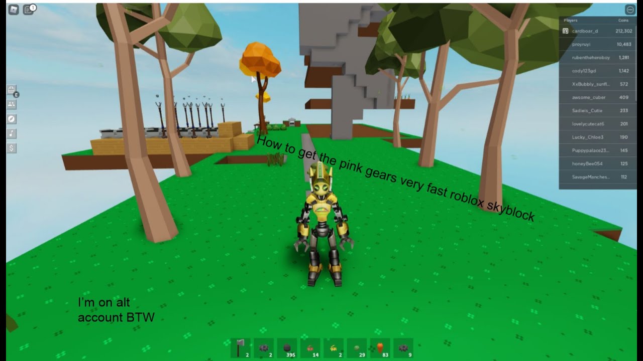 roblox skyblock how to get pink gears very fast YouTube
