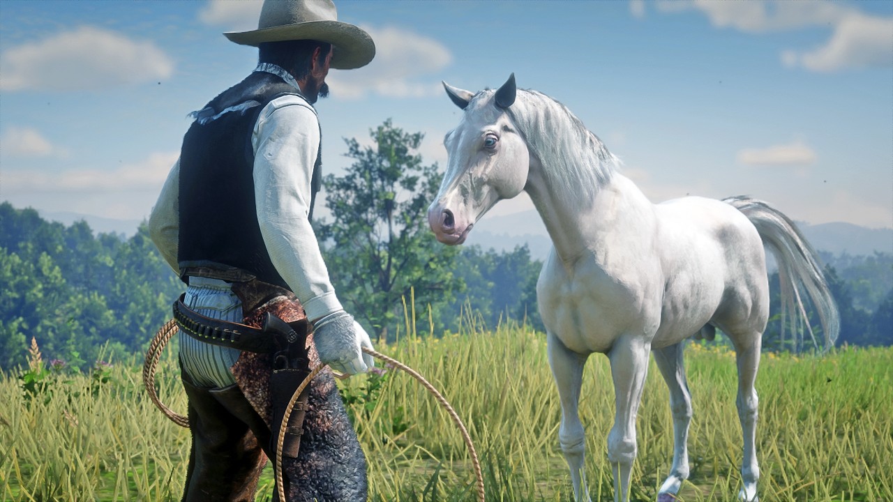 Джон Марстон приручает лошадь Датча у Скалы Фейс | RDR2