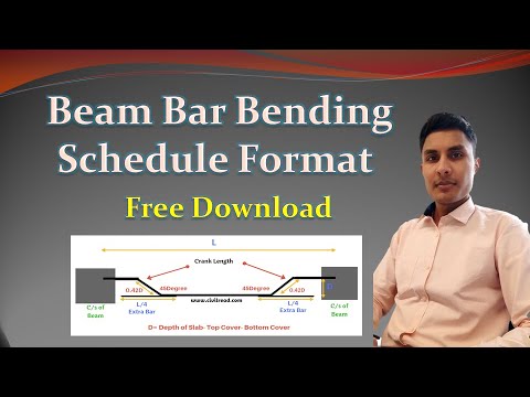 Beam Bar Bending schedule Excel