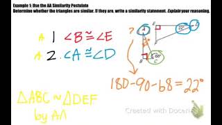 Geometry - Prove Triangles Similar by AA SSS SAS 1 of 2