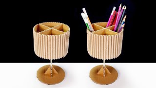 How To Make Rotating Cardboard Pen Stand | วิธีทำที่ใส่เครื่องเชียนหมุนได้