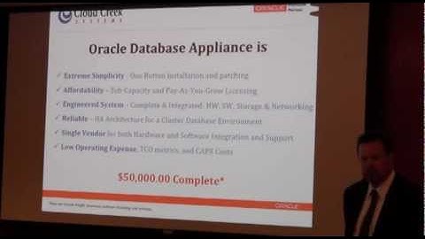 The Oracle Database Appliance: Presentation with Live Demo Part 3 of 3