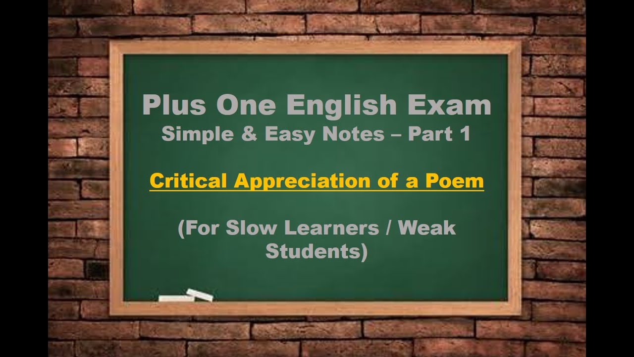 Plus One English Simple Notes For Weak Students and Slow Learners -1 ...