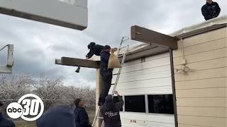 Fresno County CAL FIRE station finds temporary solution after roof destroyed by funnel cloud
