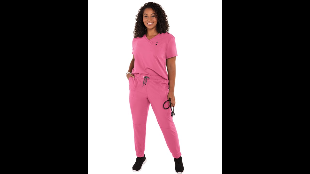 Koi Woman Ready to work solid scrub top Rose | scrub-supply.com