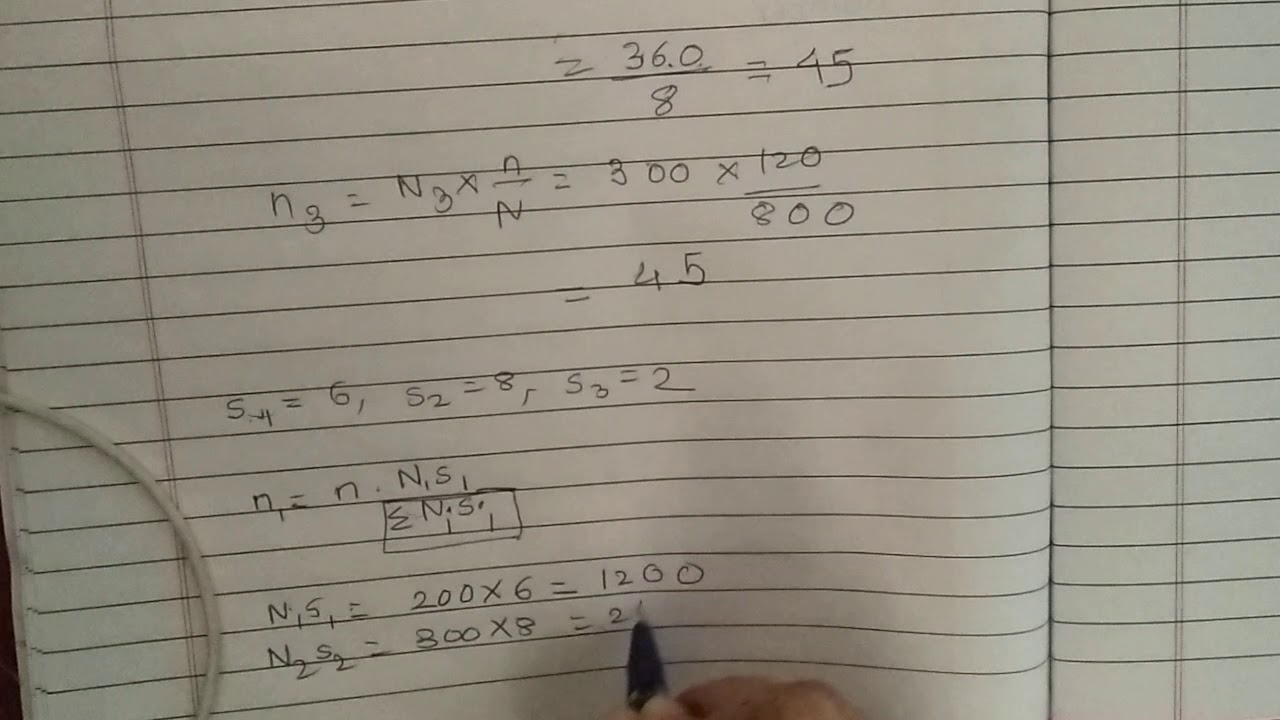 solved problem on stratified random sampling - YouTube