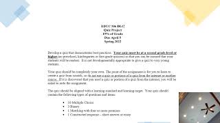 Understanding the Quiz Assignment