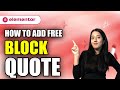 FREE Elementor Blockquote widget | Tutorial