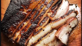 Smoked pork belly, glazed with dark golden syrup