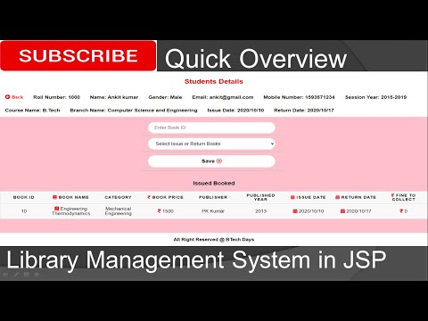 Library Management System in jsp (Eclipse IDE,Tomcat Sever, MySQL Database)