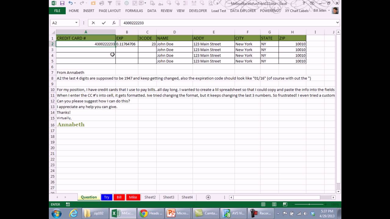 Mr Excel Excelisfun Trick 122 Entering Credit Card Numbers With More mr-excel-excelisfun-trick-122-entering-credit-card-numbers-with-more