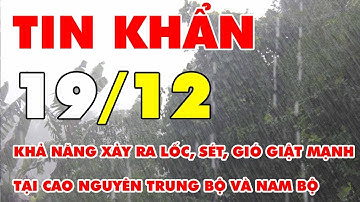 🆘 TIN KHẨN 19/12: Khả năng xảy ra lốc, sét, gió giật mạnh tại cao nguyên Trung Bộ và Nam Bộ