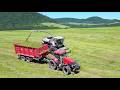 Senáže tráv v kopci 2025: Claas Jaguar 980, Case IH Puma 210, 2x Tatra 815 a John Deere