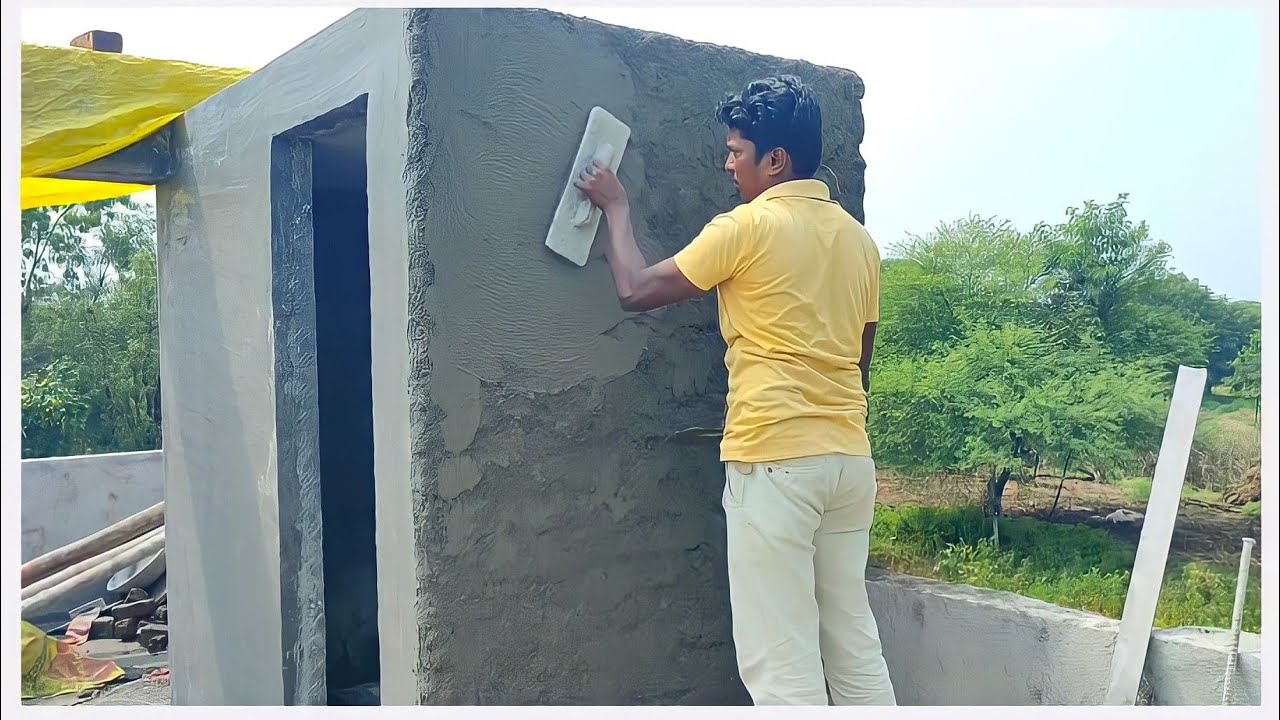 Plastering technique_fornwork_Toilet brick wall plastering_perfectly