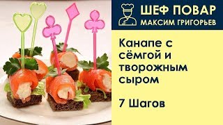 Канапе с сёмгой и творожным сыром . Рецепт от шеф повара Максима Григорьева Канапе с сёмгой и творожным сыром . Рецепт от шеф повара Максима Григорьева