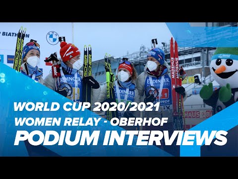 Oberhof World Cup 6 Women Relay Podium Interviews