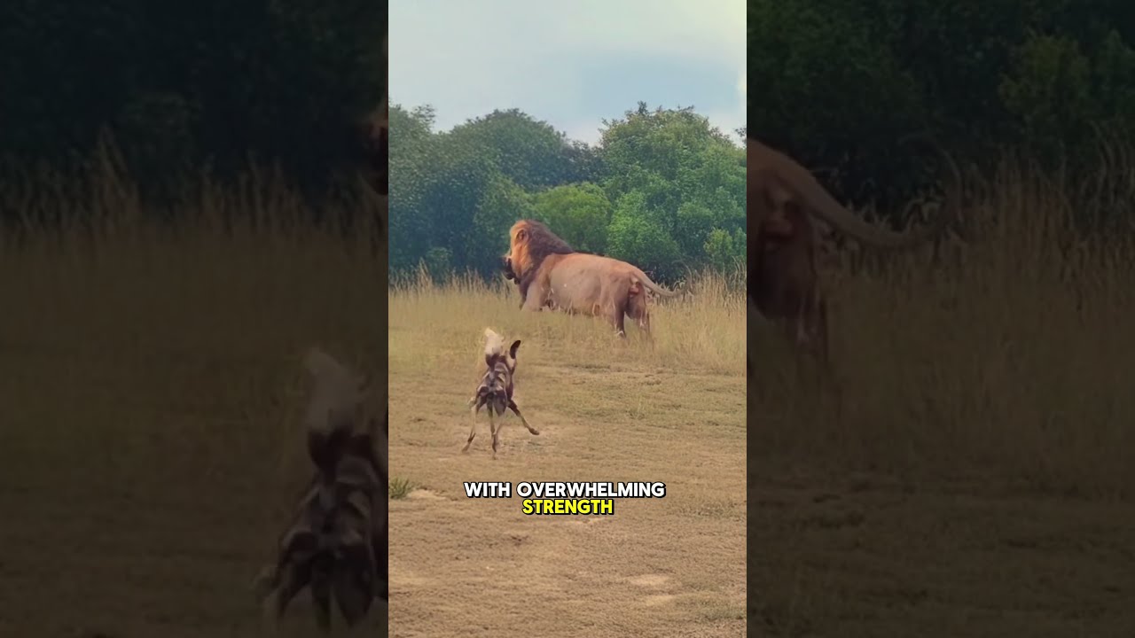 Male Lion Kills African Wild Dog Instantly With Powerful Bite Wildlife Animals Predatorvsprey
