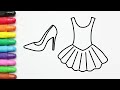 Menggambar dan Mewarnai Gaun Sepatu Putri Sederhana