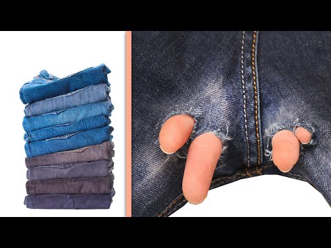 A genius idea to fix a hole on jeans between the legs in a way that will  surprise you 