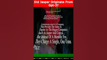 Did Jasper Originate From Gpt-3?