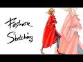 Fashion sketching: Как нарисовать скетч красного пальто маркерами