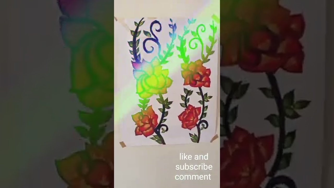 wall painting well flower