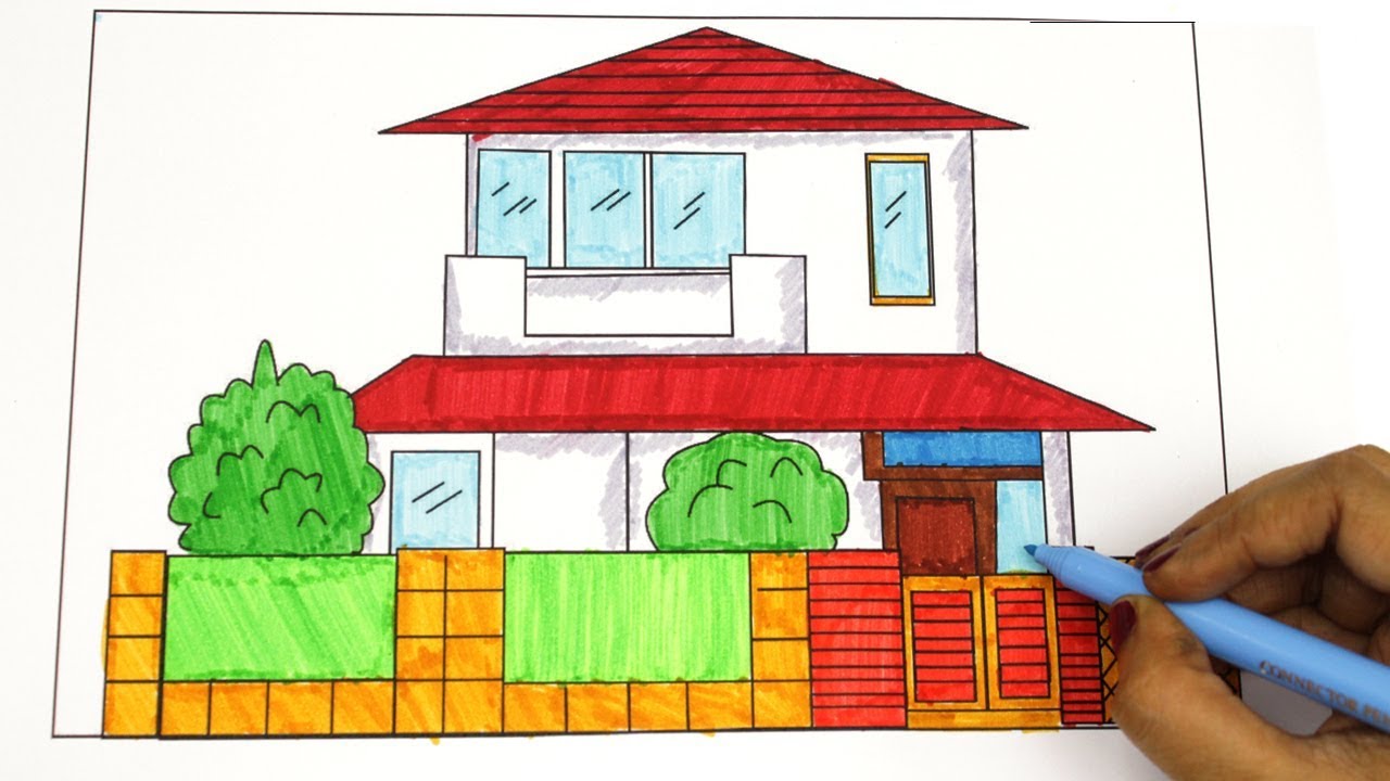 Featured image of post How To Draw A House With Colour / How to draw a house step by step for beginners.