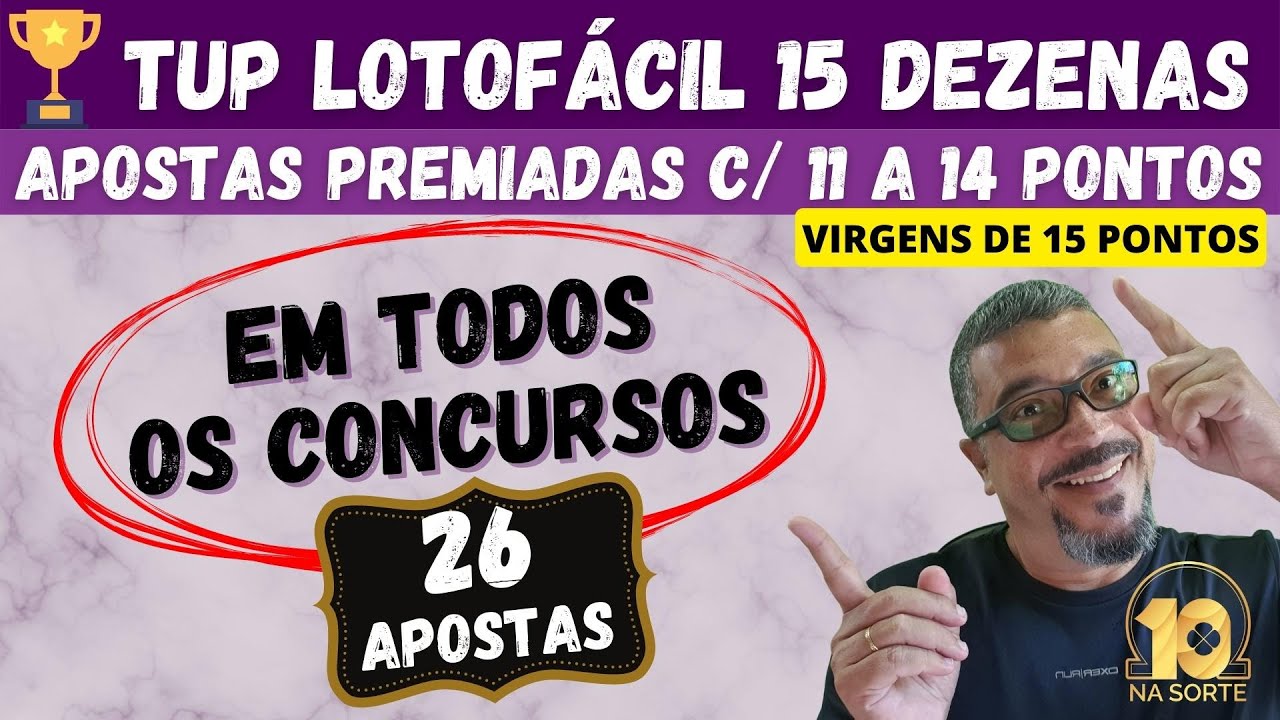 TUP LOTOFACIL – Apostas de 15 Dezenas Premiadas com 11 a 14 Pontos em Todos os Concursos