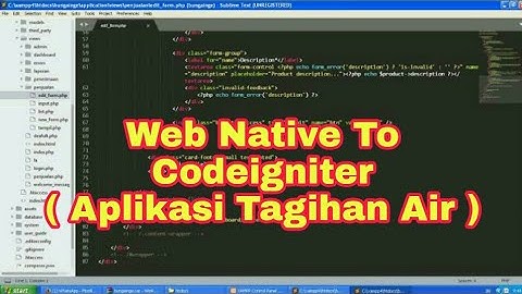 Web native to codeigniter "Aplikasi Tagihan Air"| Web Programming