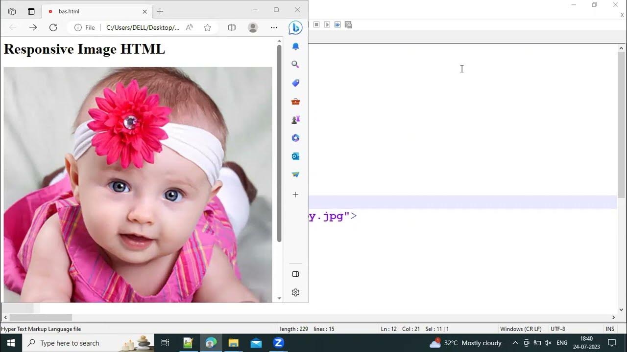 How to create Responsive image in HTML & CSS #responsivewebdesign - YouTube