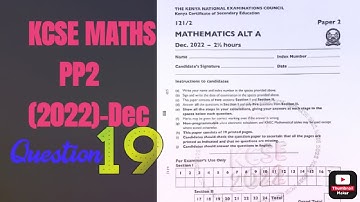 QN.19 | KCSE MATHS PP2 2022 | MATRICES AND TRANSFORMATION