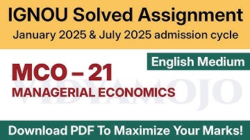 IGNOU MCO 21 Solved Assignment 2025 English Medium PDF Download | IGNOU MCom 1st Semester