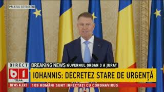 Iohannis Decreteaza Starea De Urgenta. De Luni, Masuri Speciale In Romania