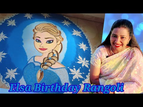 Birthday Elsa Rangoli/Birthday Kolam/Frozen theme/Elsa drawing with ...