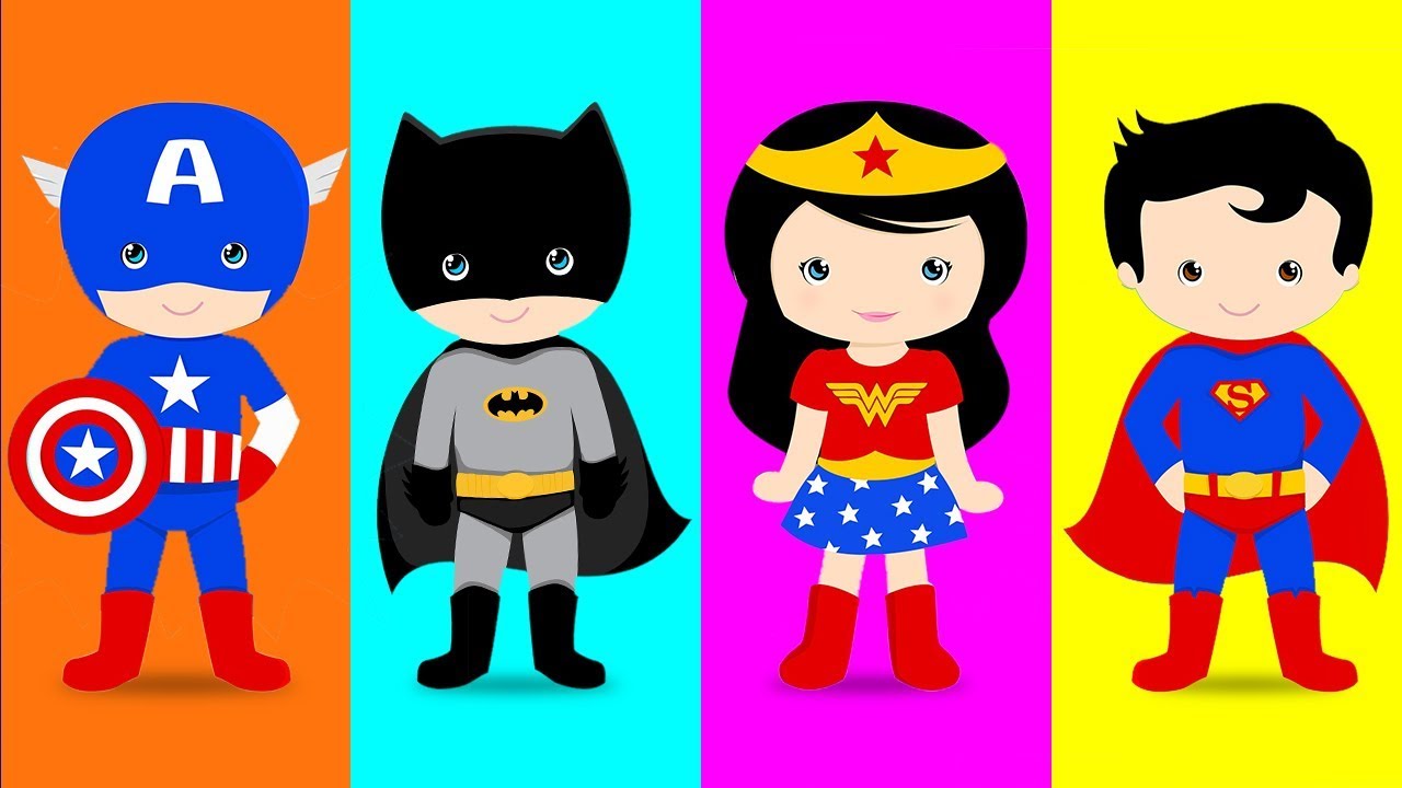 Learning Colors for Kids Baby Superheroes | Nursery Rhymes Songs - Wonder  Woman, Superman & Batman - YouTube