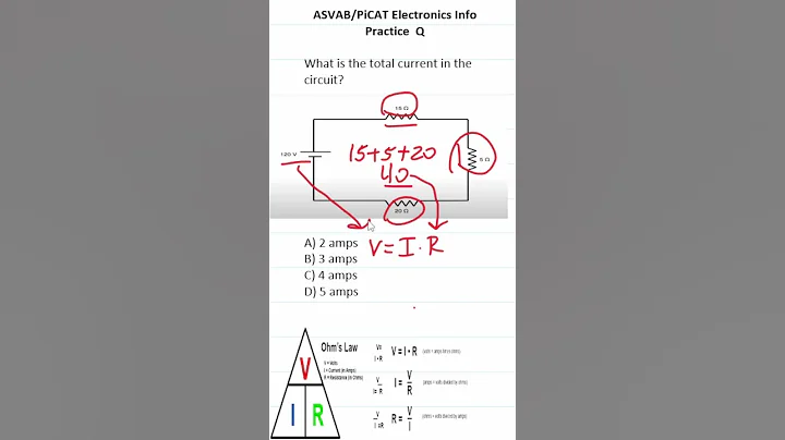 ASVAB/PiCAT Electronics Information Practice Test Question: Ohm's Law #acetheasvab with #grammarhero