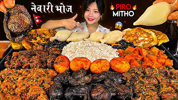 EATING 11 SPICY NEWARI DISHES🔥🥵| CHOILA, SAPUMICHA, KHAGO, BARA & YOMARI | NEPALI MUKBANG | #mikasa 