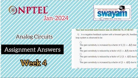 Analog Circuits #nptel  2024 Week 4 Assignment solutions #nptelcourseanswers #nptelquiz