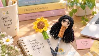 How to Crochet a Pretty Sunflower Pencil Sleeve | Cute Sunflower Pen Cover Tutorial 🌻🧶