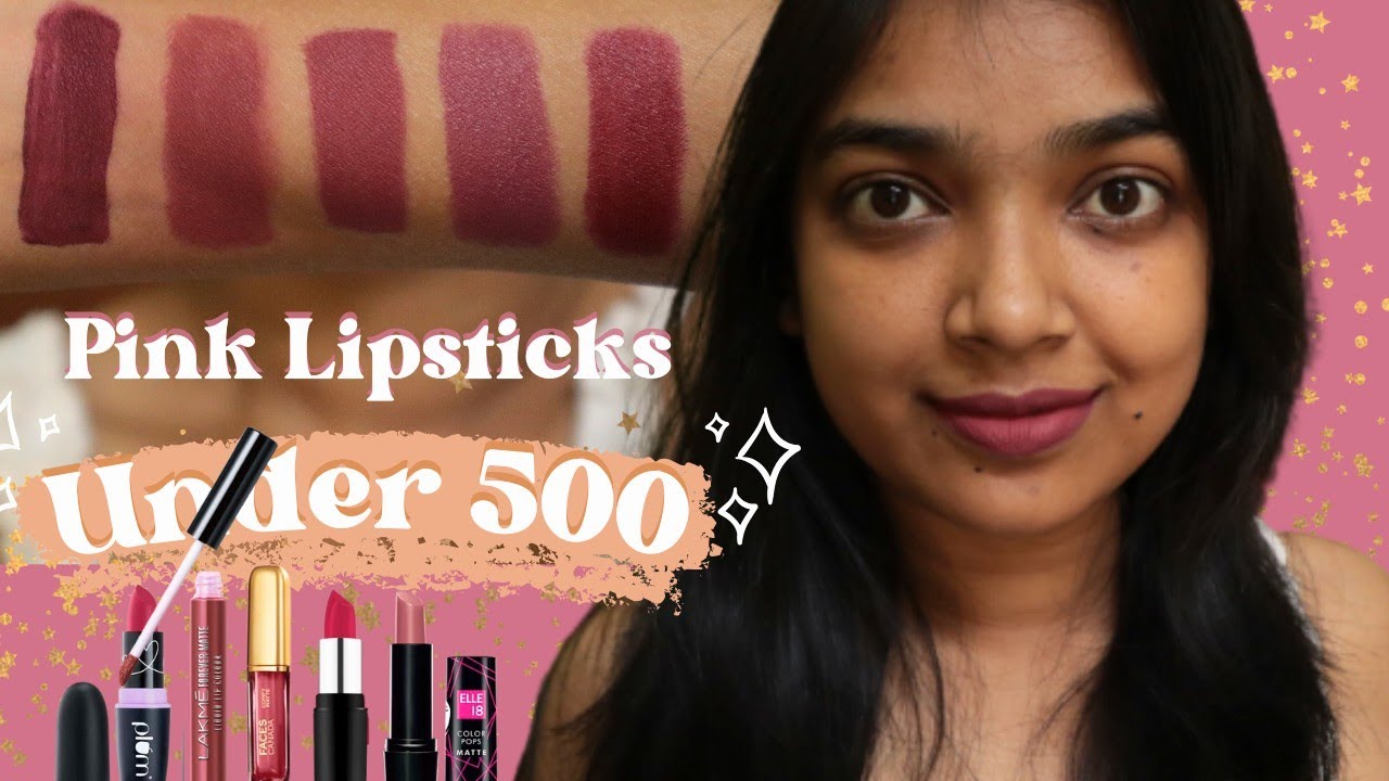 5 Pink Lipsticks Under 500₹ For Dusky Skin ✨ Bare Skin Swatches