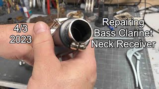 Repairing Bass Clarinet Receiver- 4/3/2023, band instrument repair