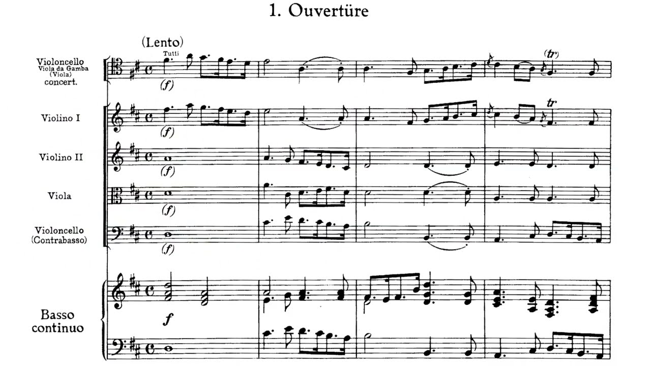 Overture-Suite for Viola da Gamba in D Major TWV 55:D6 By Georg Philipp Telemann (with Score)
