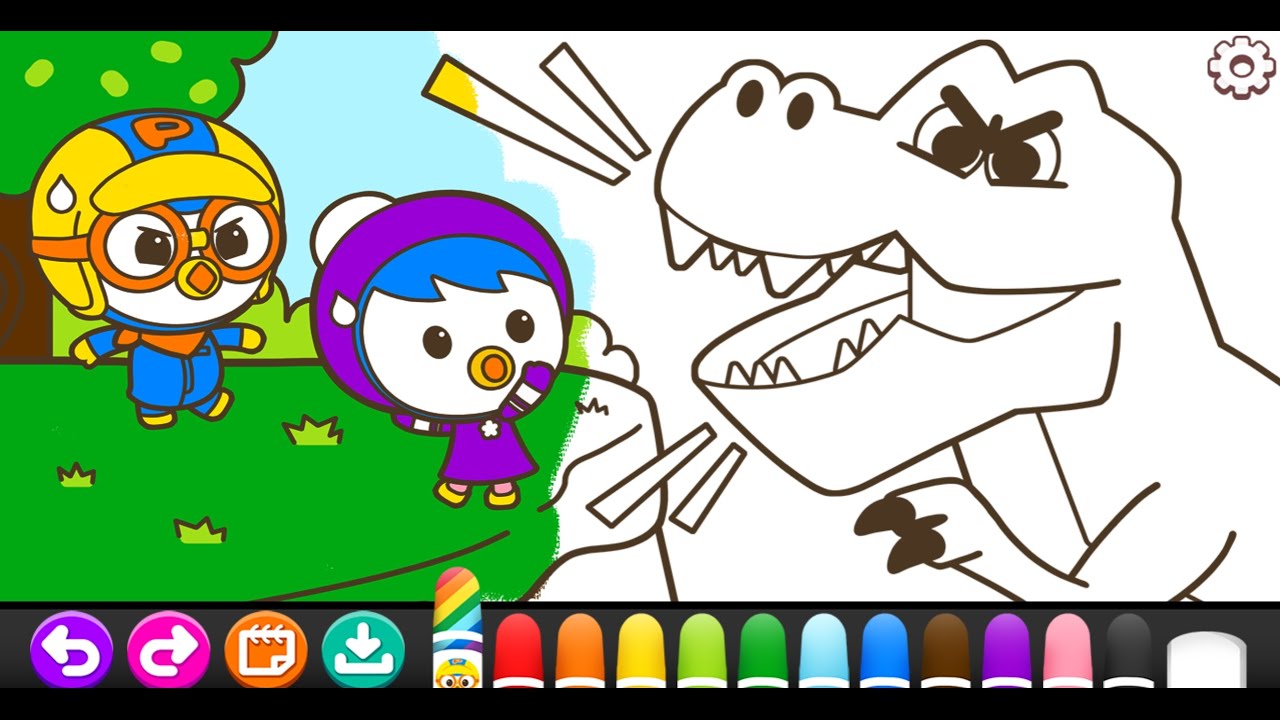 03 Mewarnai Pororo Dinosaurus | Pororo Dinosaur Coloring - YouTube