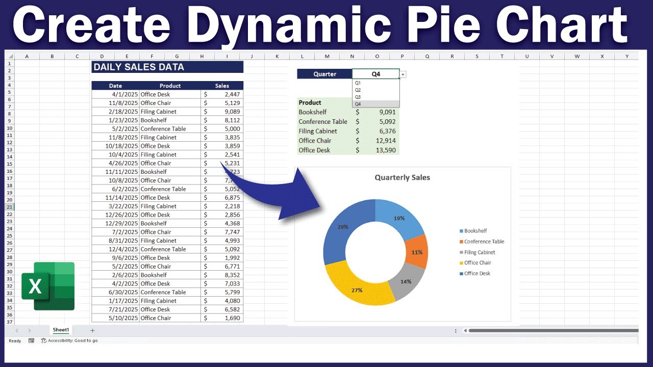 How to Create Dynamic Pie Chart In Excel in 2025? - YouTube