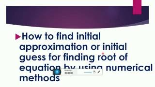 how to find inital guess or intial approximation