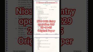 NIOS Data Entry Operation 229 Real Question Paper 2025  | 29 October Exam Solution | Class 10th Exam