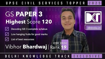 Rank 19 CSE 2024 | Highest Scorer | Strategy For General Studies Paper 3 | By Vibhor Bhardwaj