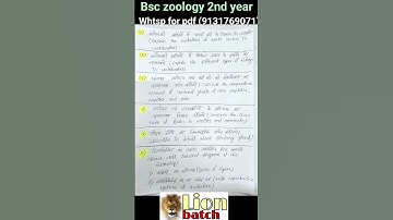 bsc 2nd year zoology 1st part most important questions for bsc 2024 exam knowledge adda lion batch