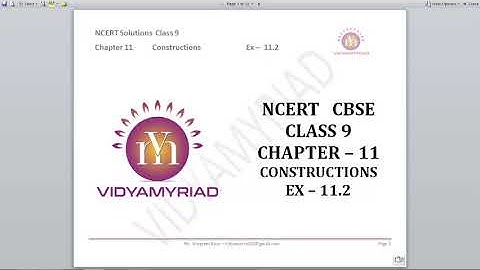 Class 9 II Chapter 11 II Constructions II  Exercise 11.2 II Ncert solutions II Vidya Myriad II