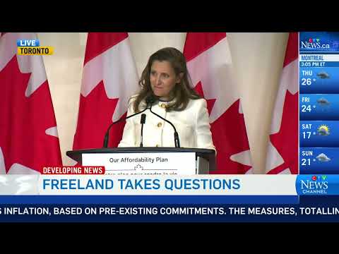 'What odds would you put on it?' | Freeland asked about possibility of a recession in Canada
